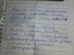 Ladrão abandona moto roubada e deixa carta de desprezo: 'porqueira'