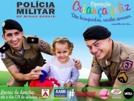 “Operação criança feliz: doe brinquedos, receba sorrisos. Compartilhe esta idéia!”